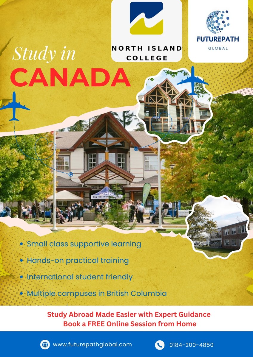 FUTUREPATHGLOB's tweet photo. 🎓 Study at North Island College, Canada! 🇨🇦
📍 British Columbia
✨ Small classes & practical training
💼 Free online consultation
🎓 2026 Intakes Open!
📞 0184-200-4850
🌐 https://t.co/AqXsSLATWH
#StudyInCanada #NorthIslandCollege #FuturePathGlobal https://t.co/gJl8YyrnKl