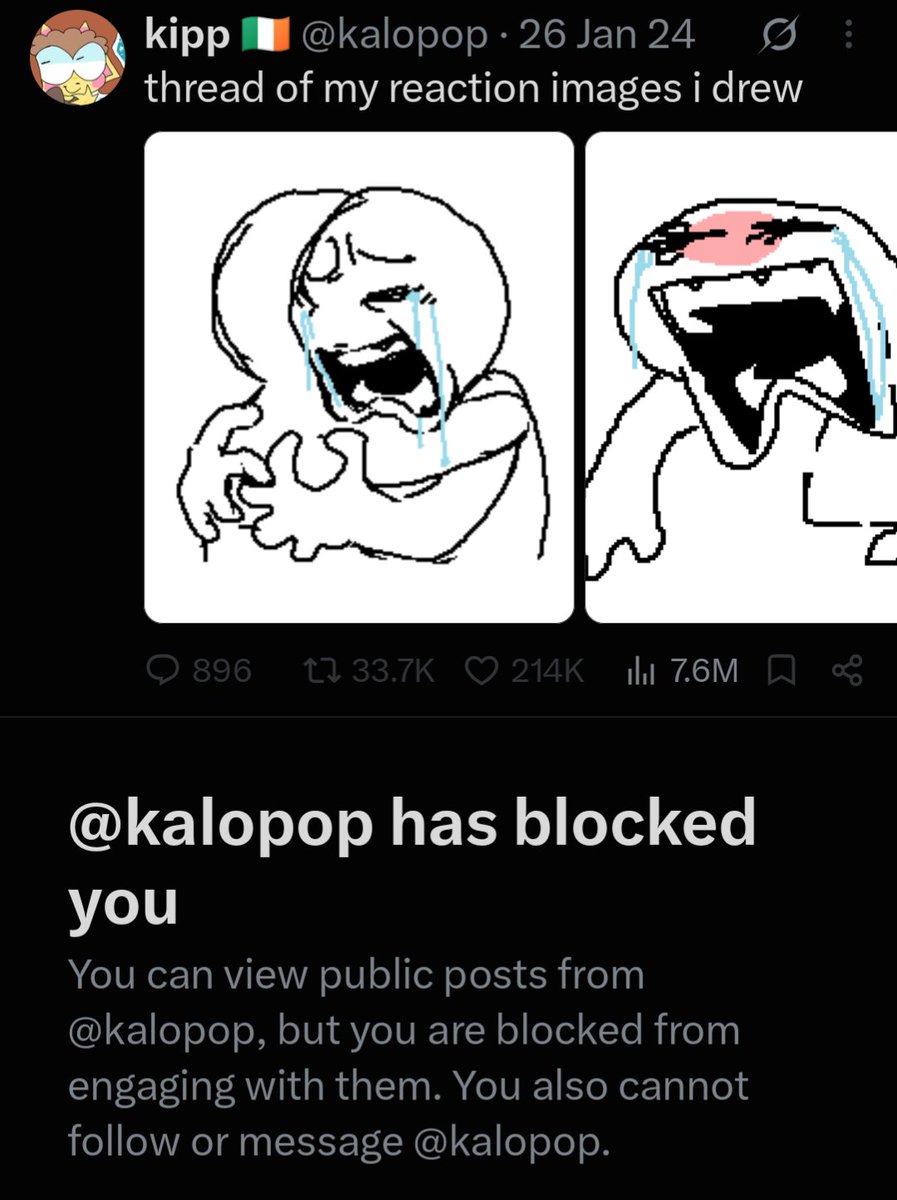 colligocritters's tweet photo. the creator of my fav reaction image has me blocked and I found out bc my best friend send me their post 😭 https://t.co/1WnyC1Y3QU
