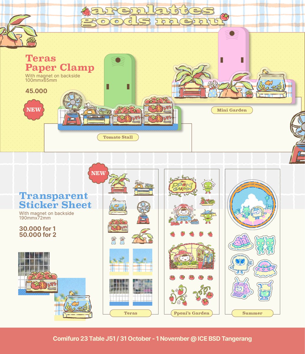 arenlattes's tweet photo. [｡𖦹🛸] arenlattes catalogue for #CF23 

🍅 Pickup ends 10 Oct
🪴 Comifuro 23 Table J51
🍓 Order form below

[ Original, Monster, Look Back, PHM, Aespa, Plave, ZB1, Dungeon Meshi, FMAB &amp; more … ]

1/2 https://t.co/LbOXkOAxeY
