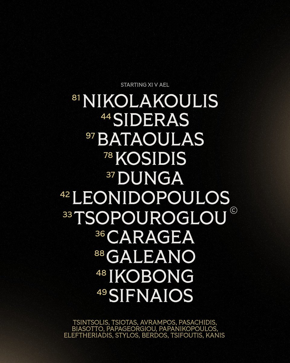 PAOK_FC's tweet photo. #Starting11 Η αρχική 11άδα του ΠΑΟΚ Β για την 4η αγωνιστική της Superbet League 2 κόντρα στην ΑΕΛ στο AEL FC Arena.
#AELPAOKB #SuperbetLeague2 #SL2 #NewEra https://t.co/3NgGIlzupV