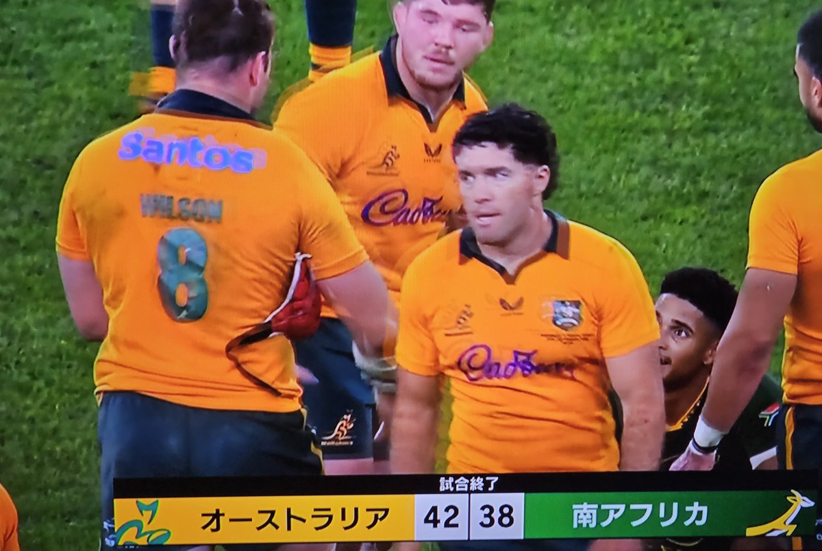 10senCes's tweet photo. ラグビー面白すぎる！
ワラビーズ勝利おめでとう！
イエロー四枚、南アとフィジカル負けていない。素晴らしいゲーム！

あと、解説の桑井さん！レフリー目線のコメント狂いなし！
Wowow にも感謝だ！ https://t.co/5vjxvIsOuz