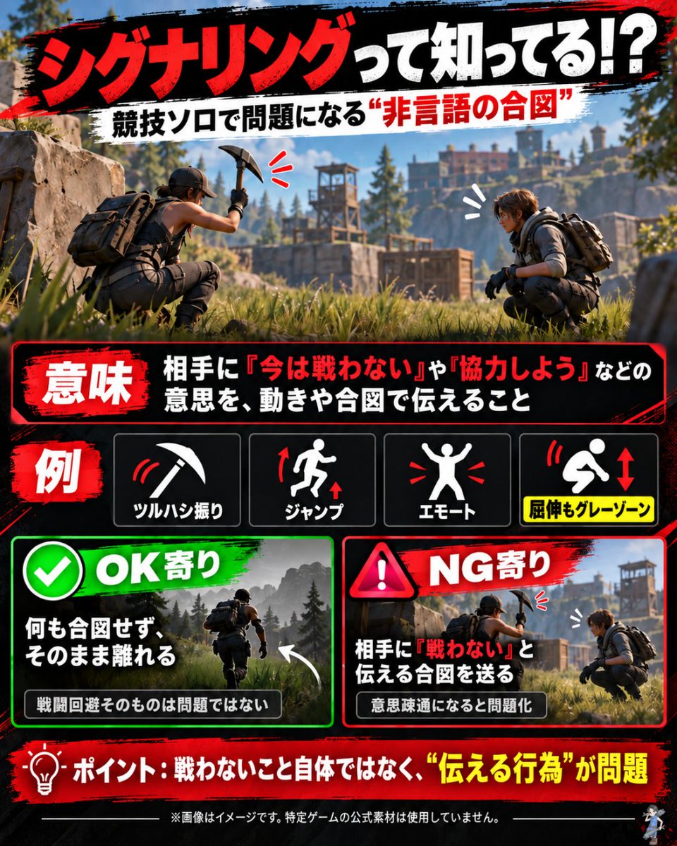 nakasanta27's tweet photo. 【今の競技勢は知ってる？】

通常シーズンのFNCSが
ソロ形式になるのは約6年ぶり

前回の2020年大会ではエモートやツルハシ振りで
「ここでは戦わない」を伝える
“シグナリング”が問題になってた。

これ今の競技勢は知ってる？

改定された規約がこちら👇
https://t.co/bDgfIkwzTm https://t.co/SU66s0gjke