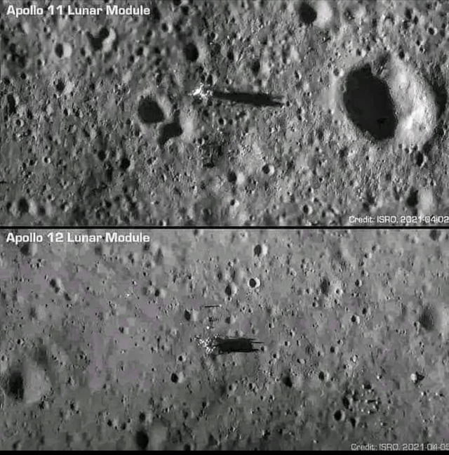 konstructivizm's tweet photo. The hardware is still sitting there.

Decades after Neil Armstrong’s bootprint, the Lunar Reconnaissance Orbiter flew low over the Sea of Tranquility, Hadley Rille, Taurus-Littrow and the other Apollo sites. From 20–50 kilometers up, its cameras resolved the lunar module descent stages, the dark trails of rover tracks, the glint of experiment packages, and even the shadows of flags.

These are not fuzzy smudges. At the Apollo 11 site the Eagle descent stage sits beside Little West Crater, and the dark path the astronauts walked is still visible in the soil. At Apollo 17 the Challenger descent stage stands amid a web of rover tracks that stretch for kilometers; the parked Lunar Roving Vehicle itself is a distinct bright speck. The same details appear at every other landing site.

The pictures were taken by a camera built and operated at Arizona State University. Japan’s Kaguya, India’s Chandrayaan-2 and South Korea’s Danuri independently imaged the same hardware. Lasers fired from Earth still bounce off the retroreflectors the crews left behind. The rocks they brought home have been studied in laboratories around the world.

The hoax version requires that every one of those spacecraft, every foreign space agency, and every laser observatory is in on the same lie. The simpler explanation is the one the images show: we went.

Apollo 11 landing site: Eagle descent stage and nearby craters.

Apollo 17 site: Challenger descent stage, rover tracks, experiment package, and the parked rover.
Detailed low-orbit view of the Apollo 17 landing area.

The landers are still there. The tracks are still there. The argument is not.
