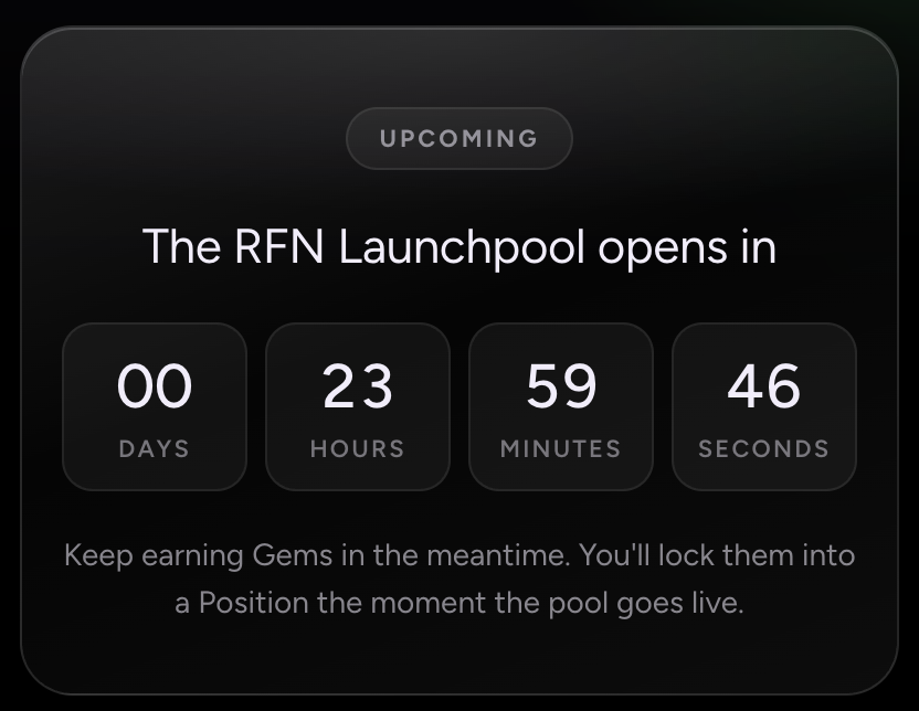 ryfinite's tweet photo. 24 HOURS ⏳🔥

The $RFN Pool opens tomorrow.

Every Gem you hold will fuel your position and allocation power in the $RFN Pool 💎

How it works:
Collect Gems early → Burn at the Pool → Claim your RFN share.

Join here 👉 https://t.co/92ZarJ5HLn https://t.co/sbXLeKP8hu