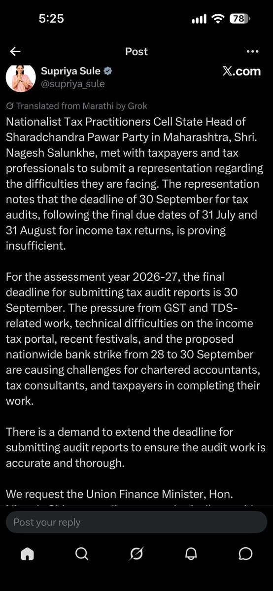 rambajajgst's tweet photo. Retweet For Support 

MP Supriya Sule  @supriya_sule Represent For #ExtendTaxAuditDate 

Ram Bajaj
8696424223

For Regular GST Updates, Join this Group
https://t.co/qwbrJcdzci https://t.co/wVrKcLf0fN