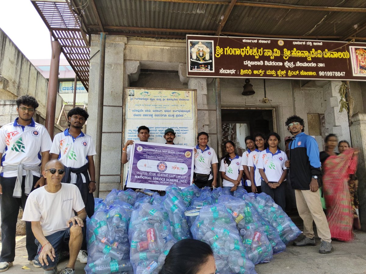 NssSfgc's tweet photo. On 26 Sept 2026, Maru Jeevan Foundation, in collaboration with the NSS-SFGC, continued the Plastic Waste Management &amp; Community Awareness Drive at Shivagange. NSS volunteers collected plastic waste and promoted responsible plastic use and environmental protection. @_NSSIndia https://t.co/8hv2dRQi5b