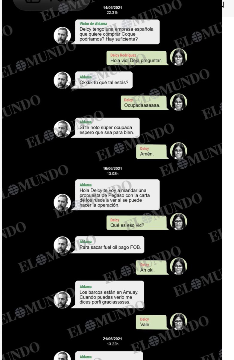 alandete's tweet photo. Spain’s National Court is investigating whether oil deals personally discussed by Delcy Rodríguez were linked to the alleged illegal financing of the PSOE, the party leading Spain’s left-wing government. The same government has repeatedly clashed with and criticized Donald Trump. The messages show Delcy dealing directly with an intermediary over major PDVSA transactions; the alleged financing remains under investigation. https://t.co/E8mHJo5a9k
