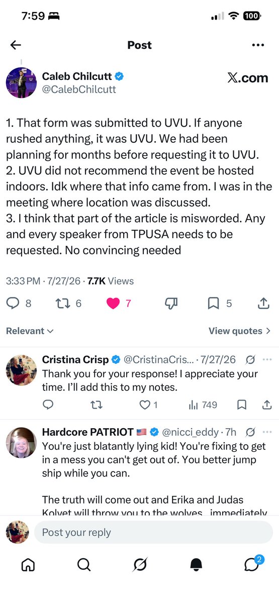 CristinaCrisp3's tweet photo. I’m wondering if @CalebChilcutt would like to issue any corrections here or…. https://t.co/hOzNI6XwC9