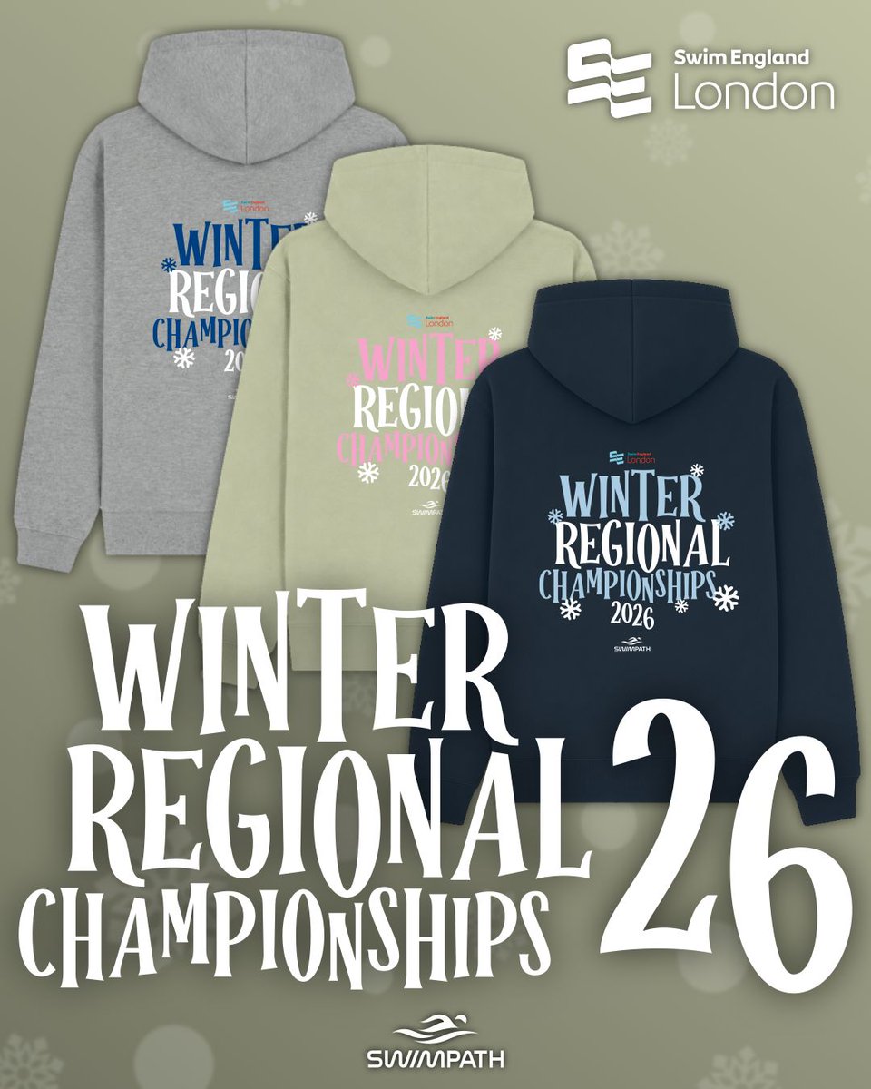 SwimPathUK's tweet photo. Swimming Winter Regional Championships 2026 hoodies, t-shirt and caps! ❄️

Swim England London, South East and South West Regions with collection at events!

Order Windows:
London - 26th October
South East - 1st November
South West - 1st November

https://t.co/tDZWXQYxyx https://t.co/7Jw21klfyp