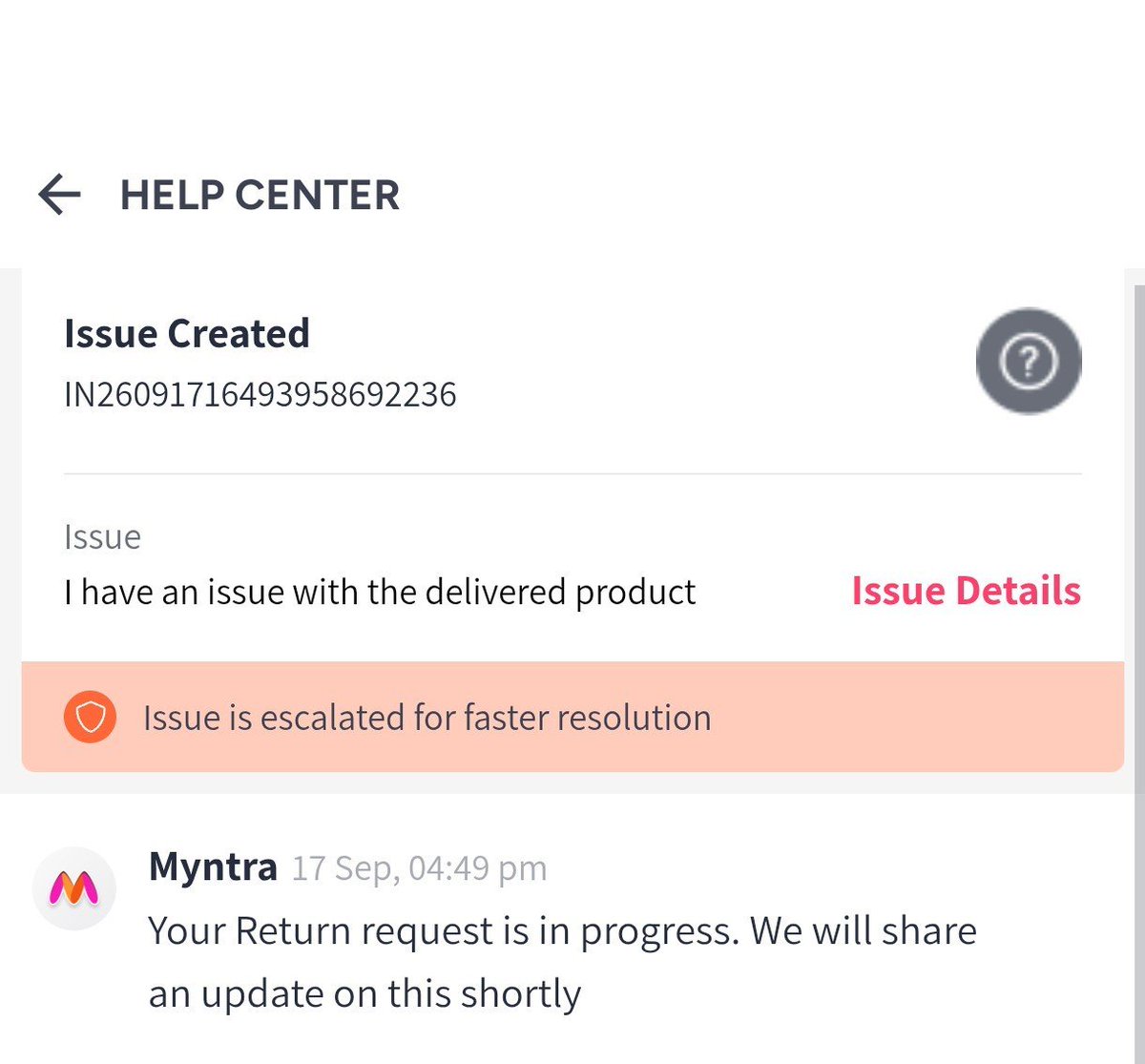 alokpatro09's tweet photo. @MyntraSupport Hey @MyntraSupport 10 days past. When do you expect an update for me? https://t.co/MwPWcpoAbr