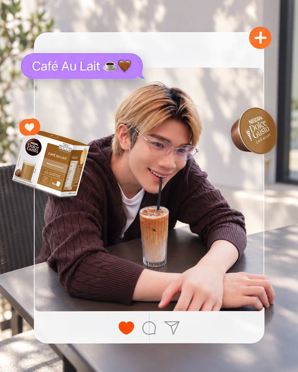G4PPKris's tweet photo. Bespectacled boy is here! 🤓🤎 Serving up Café Au Lait, a smooth and fragrant latte that makes your heart flutter.
Imagine how blissful it would be to sip it with this four-eyed boy... ☕️😳
#NESCAFEDolceGusto
#YourCoffeeShopatHome
#DolceGustoXFOURTH
#GENFOURTH
IG: fourth.ig | 2026.09.27
#Fourthnattawat #โฟร์ทณัฐวรรธน์
@tawattannn