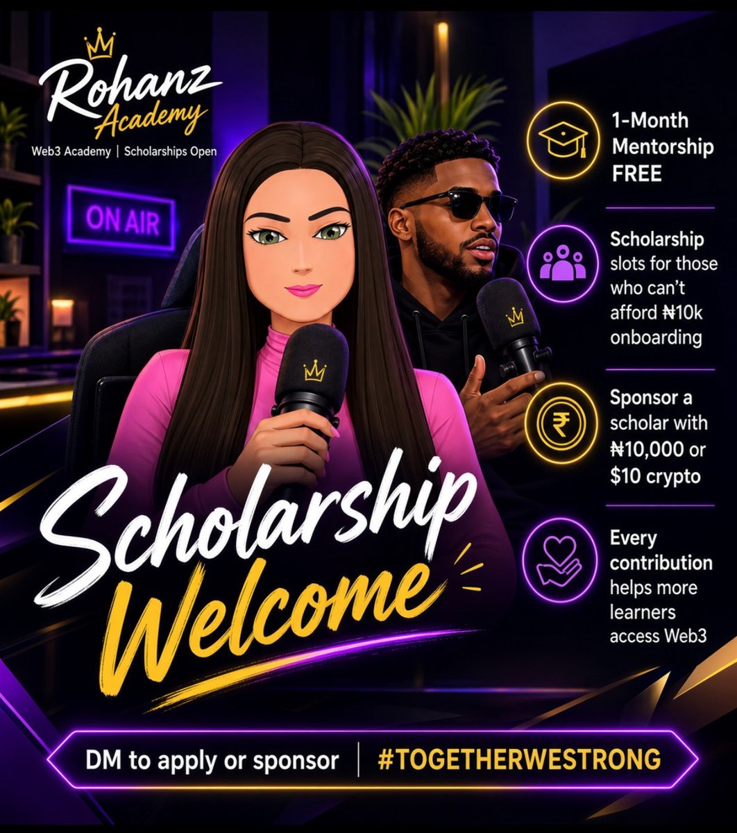 simplyrohana's tweet photo. I’m looking for people who are willing to help someone get started in Web3. 🤝

I’m currently building an Academy where the 1-month mentorship is completely FREE.

The only ₦10,000 or $10 contribution is meant to cover things like internet access, learning materials, live classes/streaming and the resources needed to run the program.

But I know ₦10k can still be a barrier for some people.

And I don’t want someone who is genuinely ready to learn to miss the opportunity simply because they can’t afford the onboarding cost.

So I’m opening up scholarship slots for those people.

Any support you’re willing to give will go directly toward helping us onboard more learners who need that support.

You can support a scholarship with:

₦10,000 or $10 in crypto

Whether you sponsor one person or simply help spread the word, it makes a difference.

The goal is simple:

Give more serious people access to the knowledge, tools and mentorship they need to start their Web3 journey.

If you’re willing to support a scholarship, DM me and I’ll share the details.

Thank you to everyone supporting what we’re building. ❤️

#Rohanz #Togetherwestrong