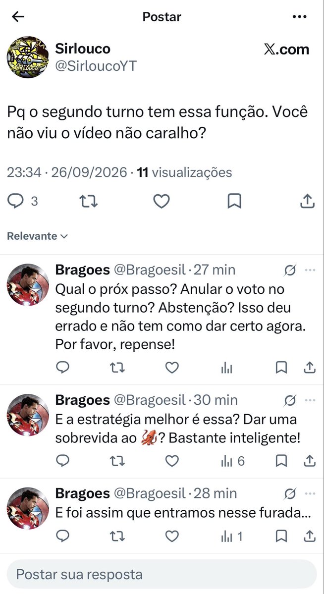 Bragoesil's tweet photo. @kimpaim @Drepaminondas É frustrante!  Pior, a pessoa tem como argumento um palavrão e questionar se vi o vídeo. Vi e conclui, diferente dele que não consegue mais analisar e pensar com a própria cabeça. Espero que as pessoas possam abrir os olhos e suas mentes. https://t.co/i7iHHhDhdj