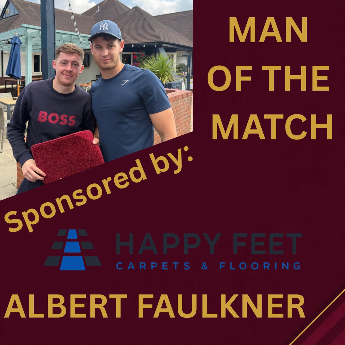 DeporClarets's tweet photo. Today’s man of the match, sponsored by Happy Feet Carpets &amp; Flooring, is Albert Faulkner! https://t.co/wkAXlkK0wA