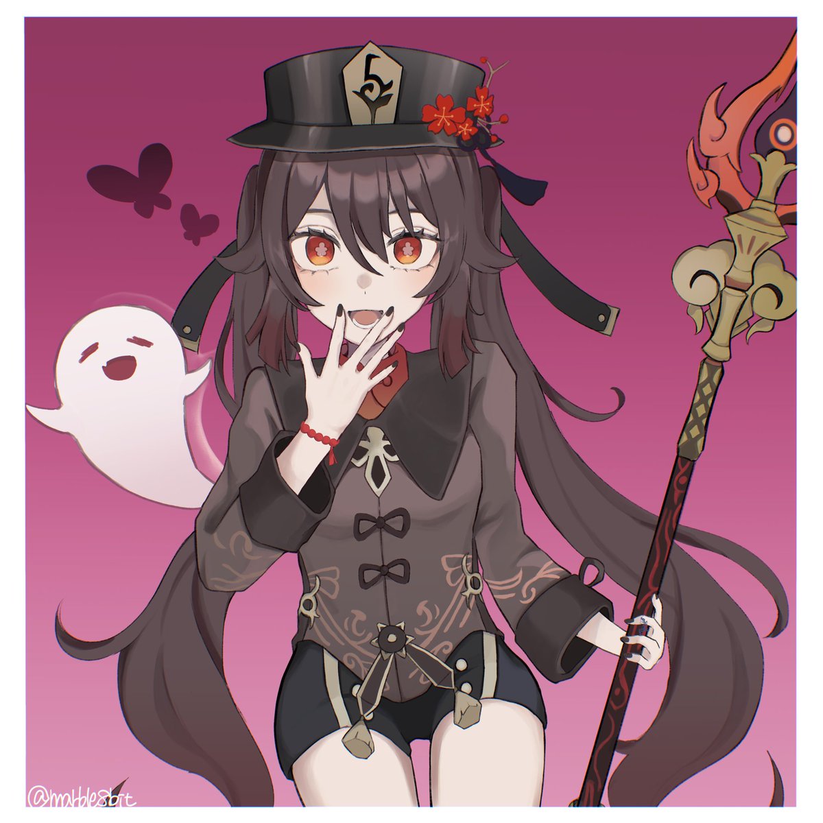 marble8bit's tweet photo. 胡桃イラスト描いた〜👻🖤
#原神　#HuTao https://t.co/LjGHzAT6zY