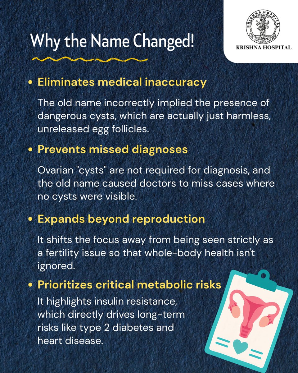 KrishnaEKM's tweet photo. PCOS (Polycystic Ovary Syndrome) will now be known as PMOS (Polycystic Ovarian Metabolic Syndrome). The decision to change the name was made after 14 years of research.

#pmosnamechange #pcosawareness https://t.co/px7lNybHLM