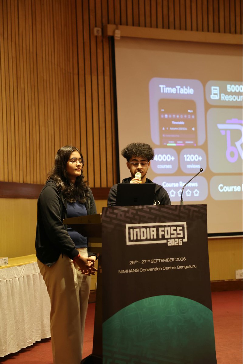 IndiaFOSS's tweet photo. 🏫 Building Open Source Digital Infrastructure for a University

DevCom IITB shares how an open-source ecosystem powers student life at IIT Bombay, connecting projects, APIs, authentication and communities while surviving the yearly maintainer turnover. 🔧🌱 https://t.co/GZMsLZDn97