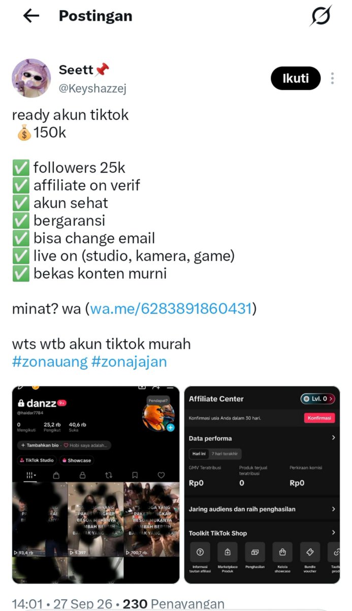 terriyaky15963's tweet photo. Kaaa murah banget, ada stok 10 akun seperti ini lagi gak, aku dm gabisa2 kak
@Keyshazzej https://t.co/MirlzPeJyl