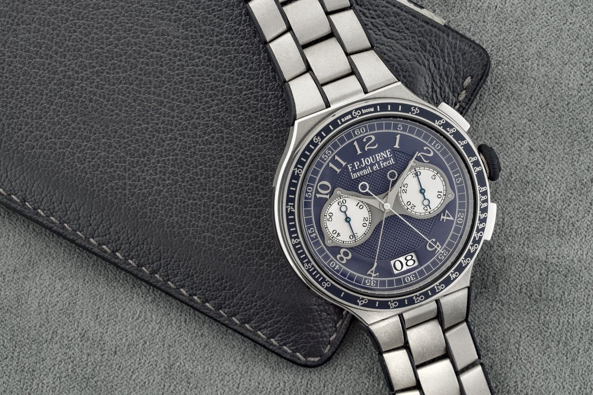 BEYODTHEDIAL's tweet photo. One pusher at 2 o’clock runs start / stop / reset. The 4 o’clock pusher freezes the split hand while the other keeps going. That’s the whole CMR pitch without the brochure.

Calibre 1518, 6.8 mm movement, 80-hour reserve, 44 × 12.1 mm LineSport case. The question isn’t whether the rattrapante is clever — it is — it’s whether that sports-bracelet format makes a lab chronograph feel honest on a wrist, or just well photographed.

(Official / press images — not ours.)