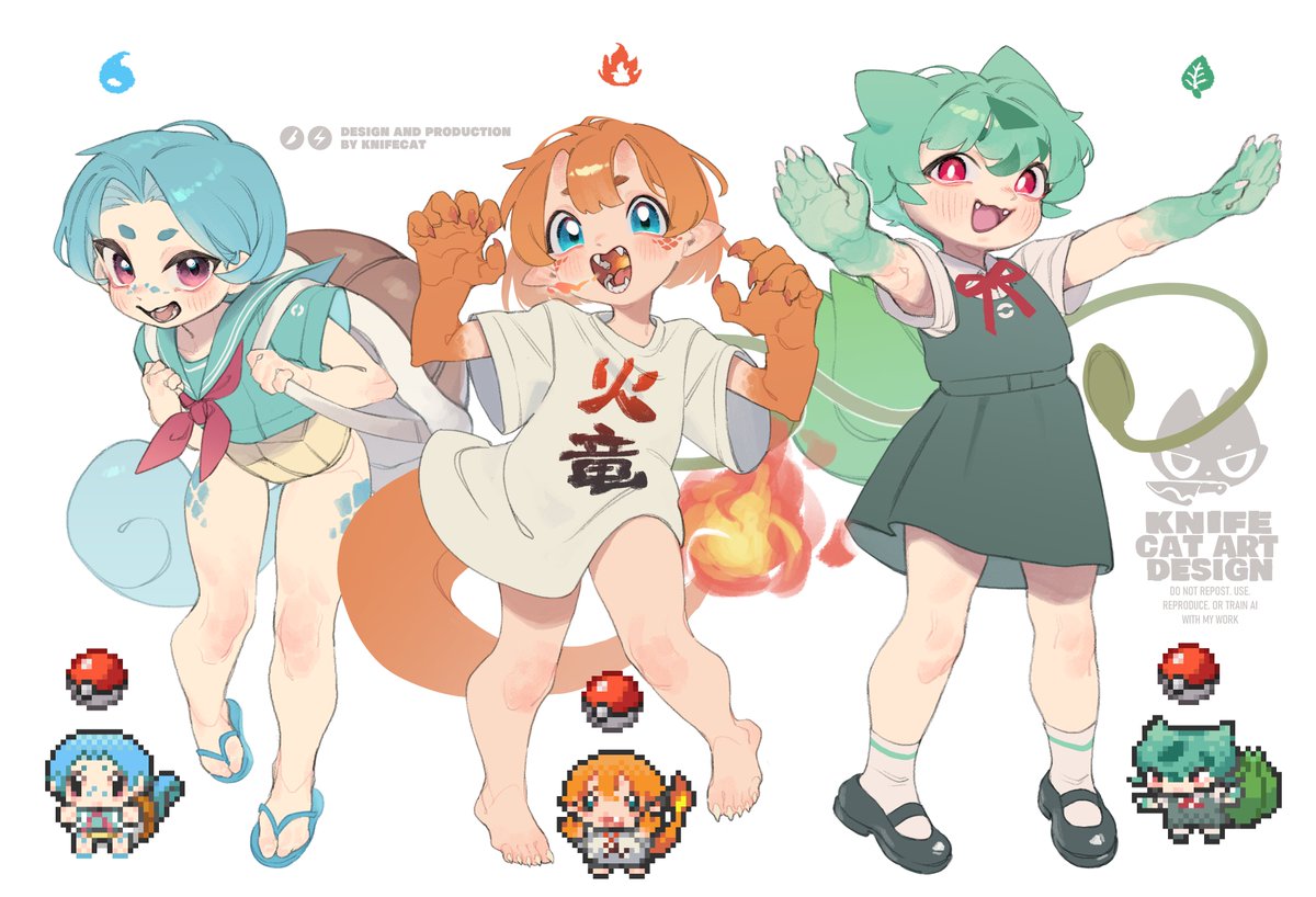 KnifeCat_tw's tweet photo. 💧🔥🌿
#ポケ擬
#knifecArt https://t.co/CbaQiio7gC