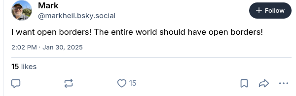 libs_talking_2's tweet photo. @KatieDaviscourt I want open borders. The entire world should have open borders. Screenshot. https://t.co/liBlNDBkYG