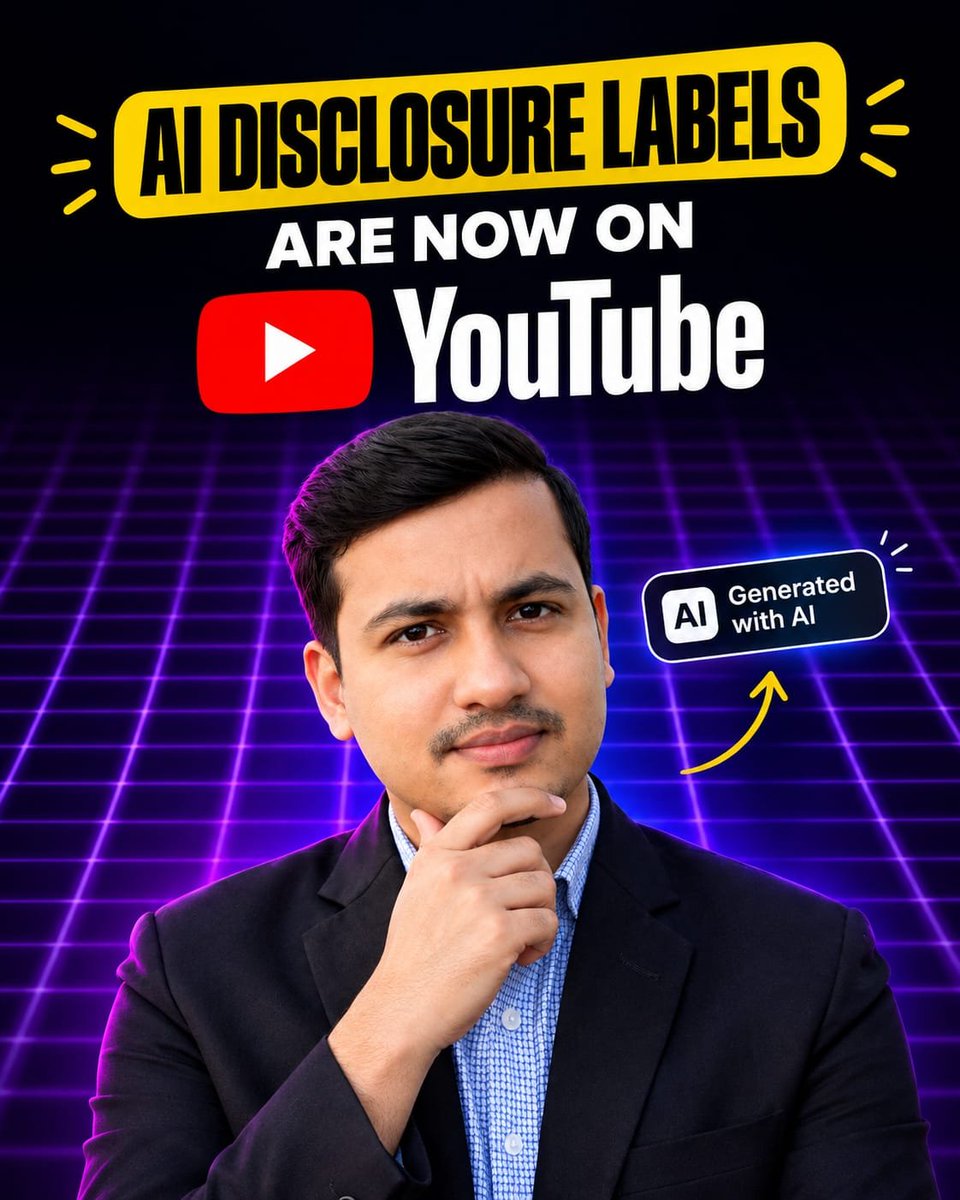 md_rasel1m's tweet photo. YouTube's AI content labels are here. And the rules are more nuanced than most creators think.

📩 DM me to build an AI-assisted content strategy the right way.
📞 WhatsApp: +8801833991701
Email: mdrasel14056@gmail.com 

#YouTubeAI
#AIGeneratedContent
#YouTubeCreators
#AIContent https://t.co/DLbm35fG0l