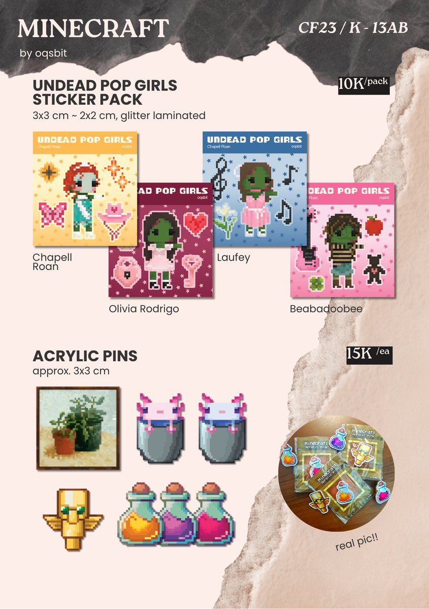 Warung_Naon's tweet photo. ❤️&amp; 🔁 are really appreciated!! 

Warung Naon #CF23 OTS catalogue is here! 

We're back again with some new merch and lots of fandoms, please come take a look!

📍: K-13 Both days
🗓️: 31 Oct - 1 Nov
💫Fandom listed per-post: HSR, WUWA, Minecraft

#comifuro23 #cf23catalogue (1/4) https://t.co/7GZCUDQGv6