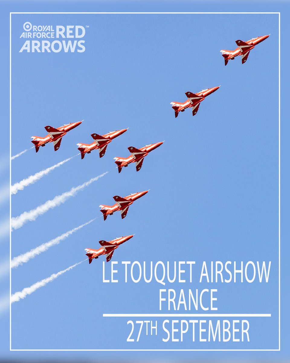 rafredarrows's tweet photo. Next display: This afternoon - Le Touquet Airshow, France 🇫🇷 

#RedArrows | #LeTouquet | #RAF | #France | #Airshow https://t.co/laaBd5QC4k