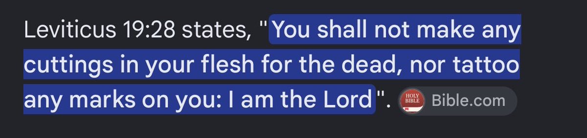 faucistein's tweet photo. @NancyMace The Bible also says this.  Nice tattoos you have https://t.co/Rlm4Ytvz7Q