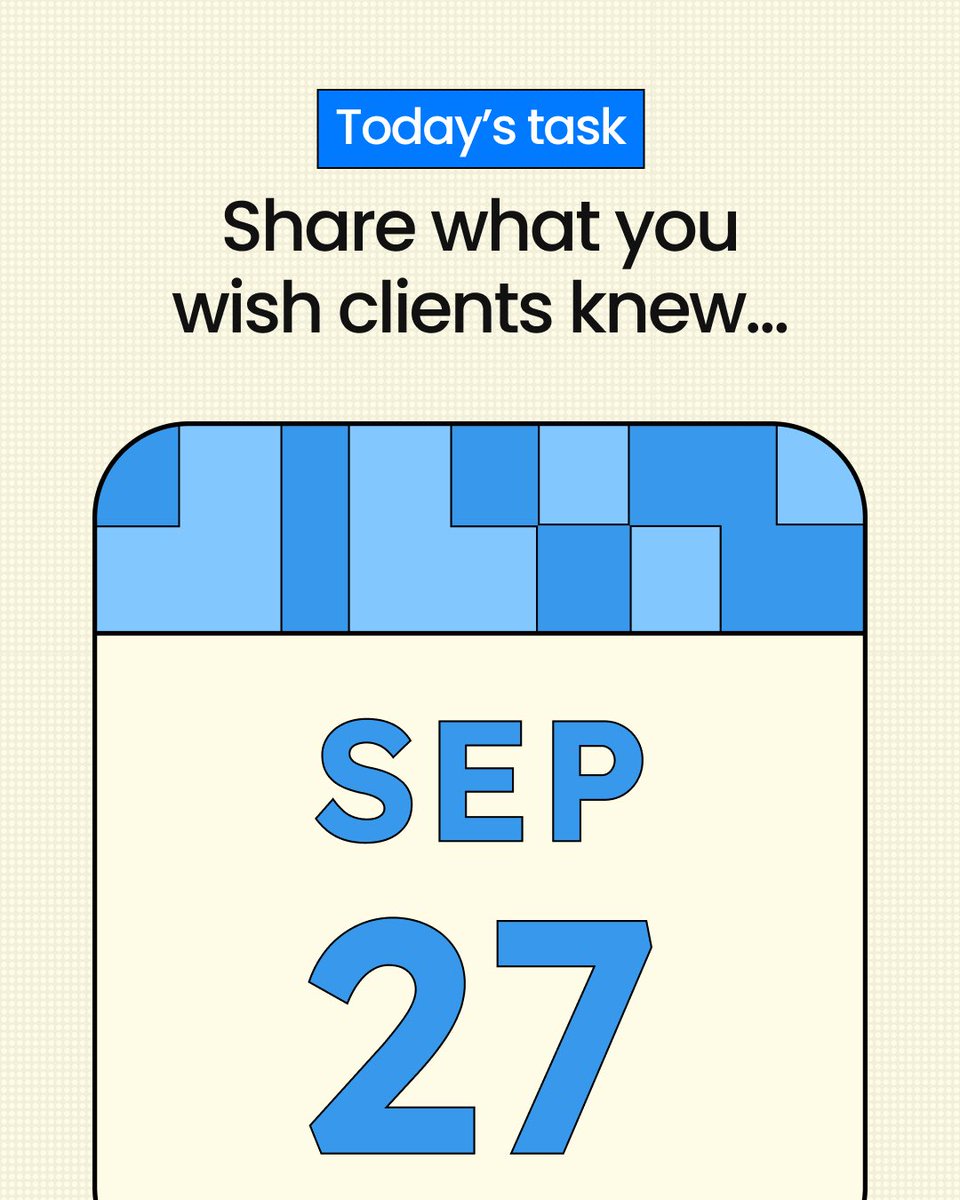 Rhuceapp's tweet photo. It’s the start of a new week, and clients, this one’s for you. 👀
Creatives, what’s ONE thing you wish every client knew before starting a project with you?
Let’s save everyone some stress this week
Day 27/30. #Rhuce30DaysChallenge https://t.co/qDLSsT7HbS