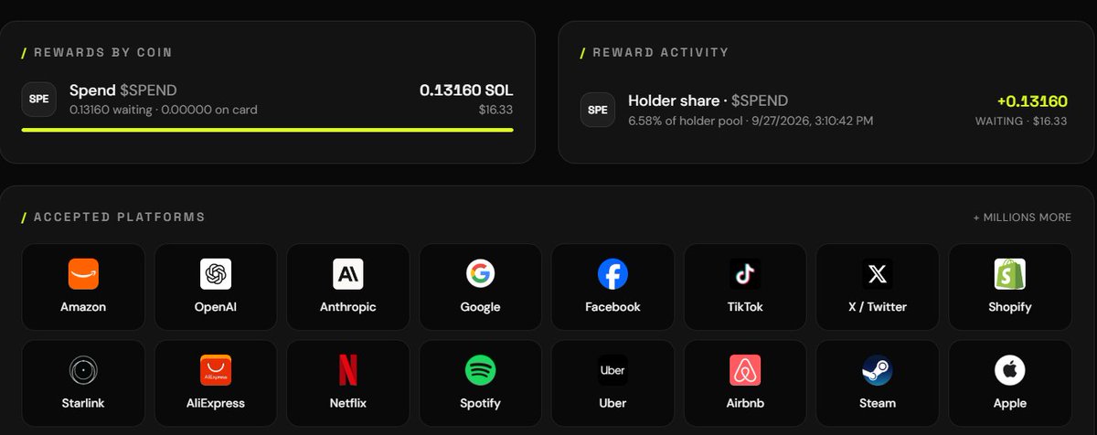 spendcard's tweet photo. Every time rewards land on your Spend card, you'll be able to see exactly which token they came from through the My Card page https://t.co/WQ0YaEVLwJ