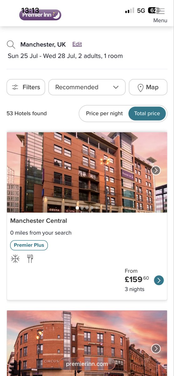 jlshoesmith's tweet photo. @premierinn There’s dynamic pricing, and there’s price gorging. 900% increase? This is disgraceful. #oasis #premierinn #pricegorging https://t.co/QjC0jzAw2i
