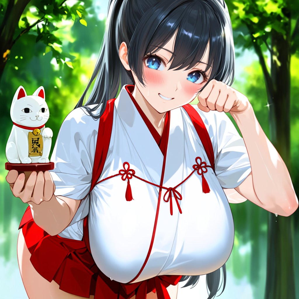 CoffeeEgg_ai's tweet photo. 542-541: お題　招き猫（巫女シリーズ） | CoffeeEGG☕🥚 「福を招くポーズ…こんなの？」続きはリプ欄（ツリー）に置いておきます。
#AIart #AIイラスト #巫女
　※ハッシュタグ付与漏れにつき、9/26UPしました本ポストをUPしなおしました。 https://t.co/tvOUxOGqfT