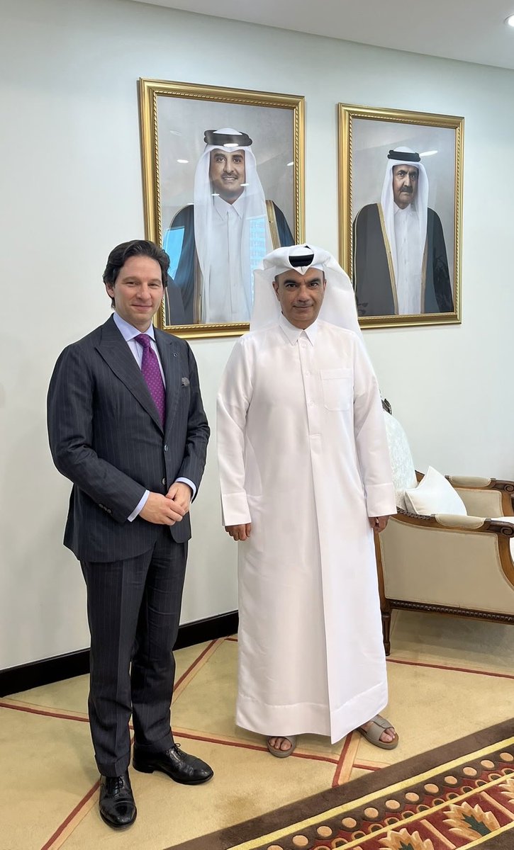 EUAmbQatar's tweet photo. Honoured to have my first meeting with H.E. Fahad Kafoud, Director of European Affairs at the Ministry of Foreign Affairs of Qatar.

A valuable exchange on EU-Qatar relations and our shared commitment to further strengthening our partnership and cooperation across areas of mutual interest.

I look forward to working closely together. 🇪🇺🇶🇦