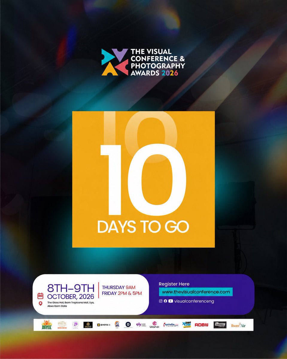 visualbigwigs's tweet photo. In 10 days, the creative community will gather for two days of ideas, conversations, connections and perspectives.

Photographers,filmmakers, storytellers, creators and industry leaders

All in one room.

Uyo, are you ready to SEE BEYOND THE FRAME?

#TVC2026 #TheVisualConferenceawards
#BeyondTheFrame #thevisualconference2026 #visualbigwigs
