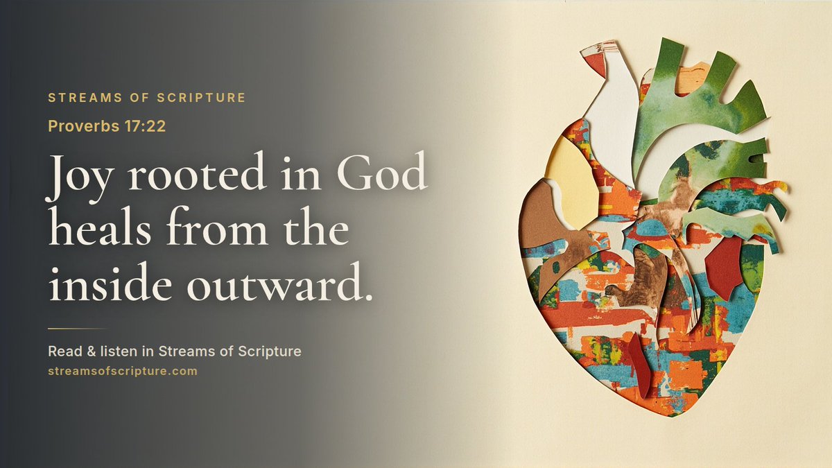 StreamScripture's tweet photo. What does it mean that a cheerful heart is good medicine in Proverbs 17:22? The Hebrew word for cheerful, sameach, carries the sense of gladness that flows outward from a settled trust in God rather than a temporary burst of…

Read &amp; listen link below ↓

#Proverbs17 #GodsLove https://t.co/exKmymq7UK