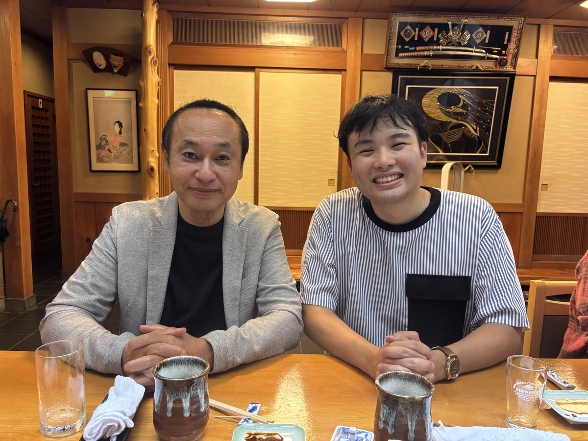 Raoki_ryu's tweet photo. 大先輩・大石岳志さんに送別していただきました！
アナウンスはもちろんプライベートでも良くしていただきました。
毎月ゴルフ行ったのは本当に良い思い出です。ありがとうございました！！ https://t.co/Gs0jfZJPMP