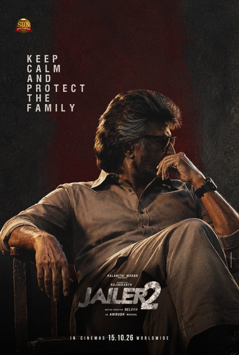 Kkdtalkies's tweet photo. KEEP CALM AND PROTECT THE FAMILY

For his family, the Tiger will stop at nothing. 💥

#Jailer2 releasing worldwide on October 15th https://t.co/yto55ChZbk