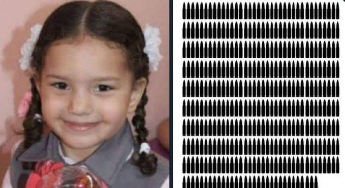 InsiderWorld_1's tweet photo. Hind rajab - 5 years old - 355 bullets.

Never forget https://t.co/8Ra5oydyC4