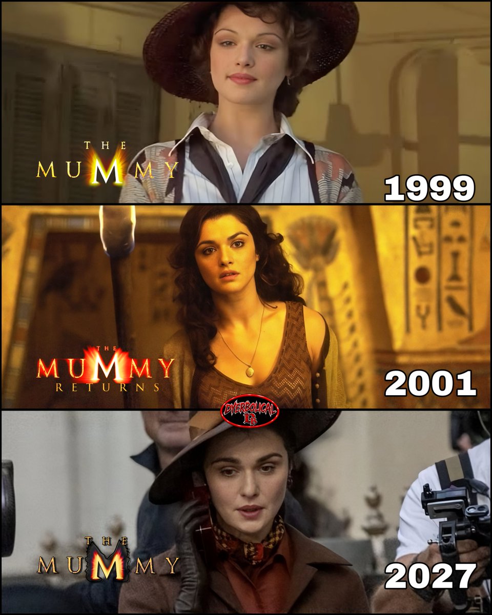 DyerbolicalDB's tweet photo. Rachel Weisz as Evie in The Mummy, The Mummy Returns and the upcoming,untitled, Mummy Movie. https://t.co/wK3XVxWDii