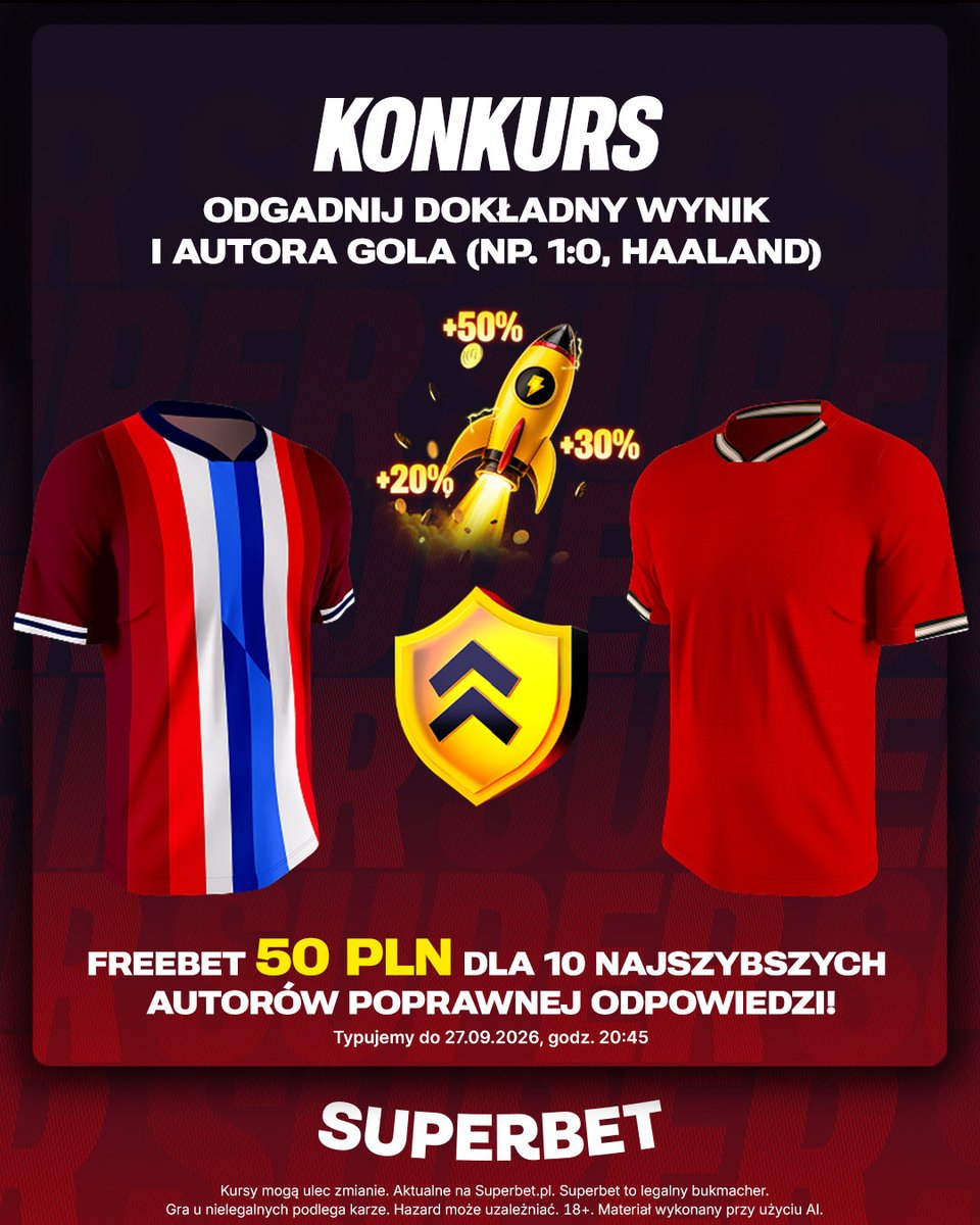 SuperbetPL's tweet photo. #KONKURS! Wytypuj w odpowiedziach dokładny wynik oraz autora gola ⚽️ w meczu Norwegia - Portugalia i zgarnij freebet!  

-- 
✅ Zaobserwuj @SuperbetPL 
❤️ Polub wpis i 🔄 podaj go dalej 
👤 Dodaj nick z Superbet 
🎁 Nagroda = FREEBET 50 PLN 
Regulamin: https://t.co/quNbhzbxNj https://t.co/jEVLK1Ckpp
