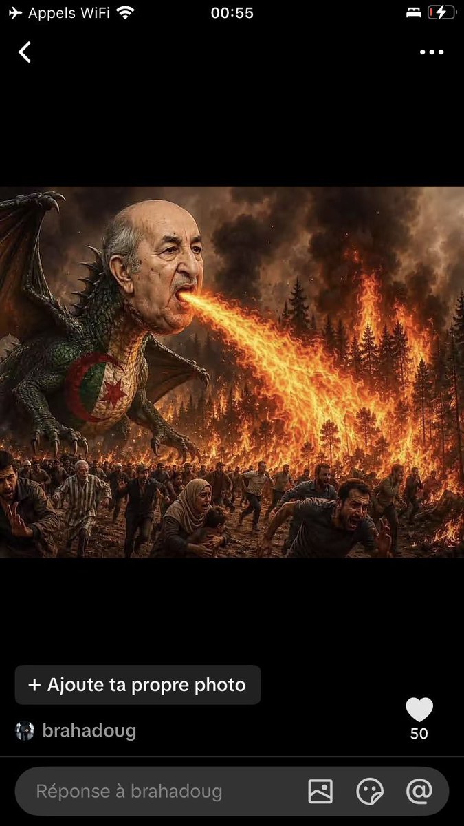 HBs7ijc's tweet photo. @Violence_6z @r71m_ @9tnywd Pas besoin de guerre Tebboune vous brûle comme des chiens😹😭 https://t.co/7bIr3ebTHx