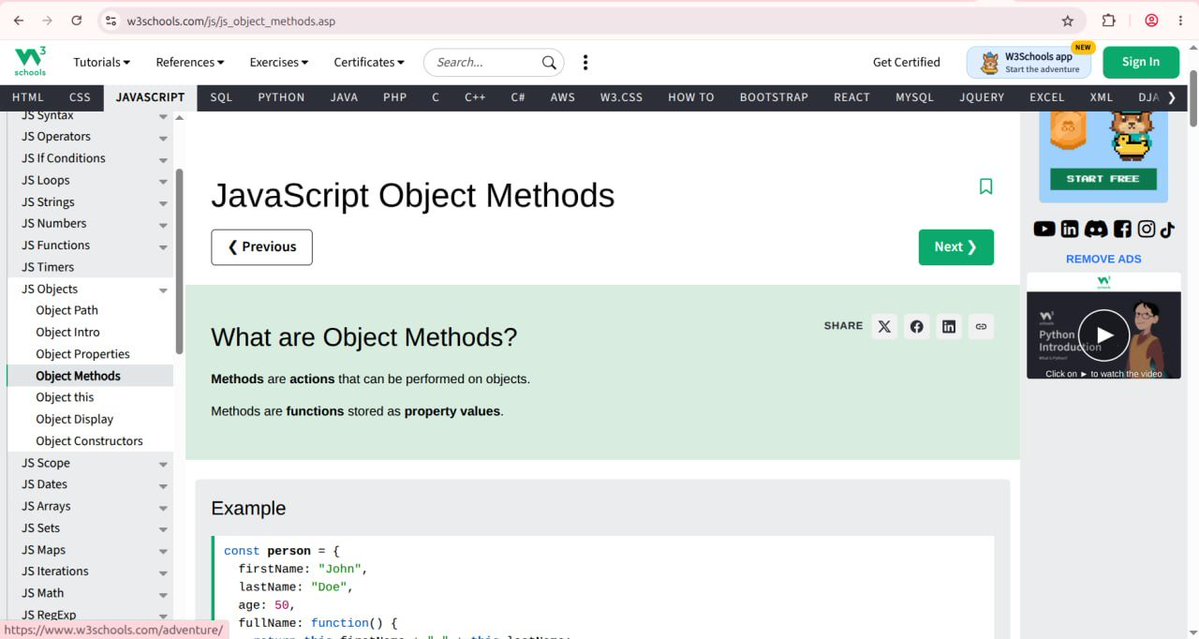 dev_edwin_'s tweet photo. Day 14/200 

Today I am looking at JavaScript Objects in depth! 

I looked into Object Methods and the "this" keyword, and learned more about how objects can hold functions and how this refers back to the object that is calling the method.

One day at a time, one idea at a time. https://t.co/LiNX2zh9Y5