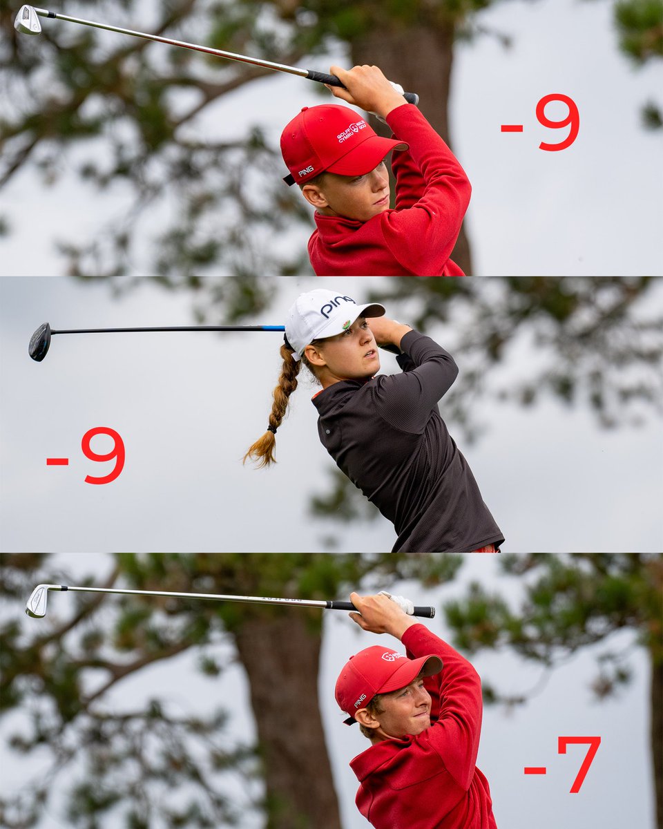 wales_golf's tweet photo. Our leaders are out 🔥 

Thomas Maclean joins former champions Alicia Kelly and Paul Reid at the top of the leaderboard! 

Who will be crowned the Gareth Bale Championship 2026 winner? 🏆 https://t.co/M2rmTyvmcn
