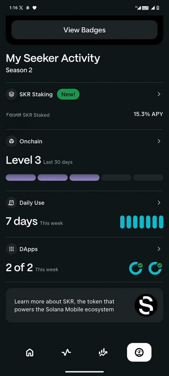 Bigmacdave01's tweet photo. Weekly activity recap & most recent dApp store launch on @solanamobile 

Season 2 still ongoing with an unmatched ecosystem energy from builders and users 

266 days active since launch 
38 weeks completed ✅ 

👉🏾 Active $SKR taking  with 15.3% APY 

👉🏾 Level 3 with 820, 7days transactions 

👉🏾  2of2 activity wheel completed ☑️

token clash is now on the SEEKER dApp Store.

You can  play with @solflare on desktop 

While mainnet is on, your cards are yours and verifiable on chain.

Weekly leaderboard is active, rank up top 10 split the pool rewards weekly.

season 1 Landing 🛬 soon 🔜 

built on @solana → https://t.co/rJRSKi28K4

Seek and find 📱🪂