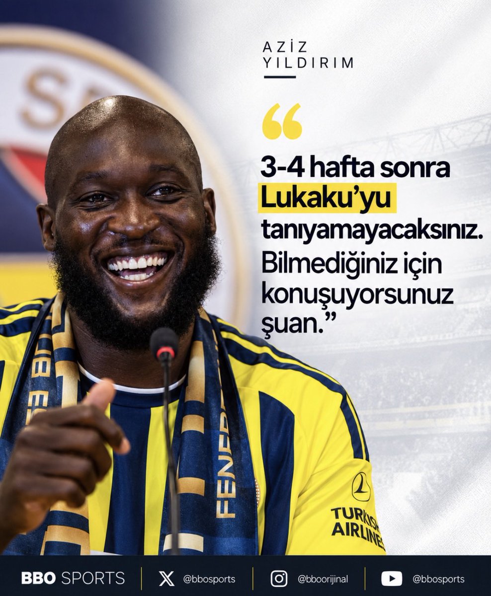 bbosports's tweet photo. Aziz Yıldırım: 3-4 hafta sonra Lukaku’yu tanıyamayacaksınız. https://t.co/F3O3TFuKdF