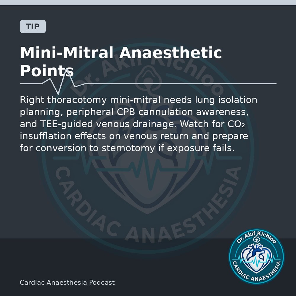akifkichloo's tweet photo. TEE, Mini-Mitral &amp; VIS
TEE for dissection, mini-mitral points, VIS, lactate on CPB.
Cardiac Anaesthesia Podcast
#CardiacAnaesthesia #CardiacAnaesthesiaPodcast #MedEd #CardiacOR https://t.co/uABX9mL34R