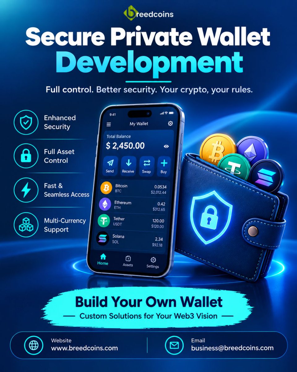 breedcoins's tweet photo. Secure Private Wallet Development focuses on creating private wallet applications with practical security measures and a simple user experience.
Private Wallet Development for Digital Asset Platforms: https://t.co/kT8vosyh3k
#PrivateWalletDevelopment #CryptoWallet #SecureWallet https://t.co/st1NTgUyDN