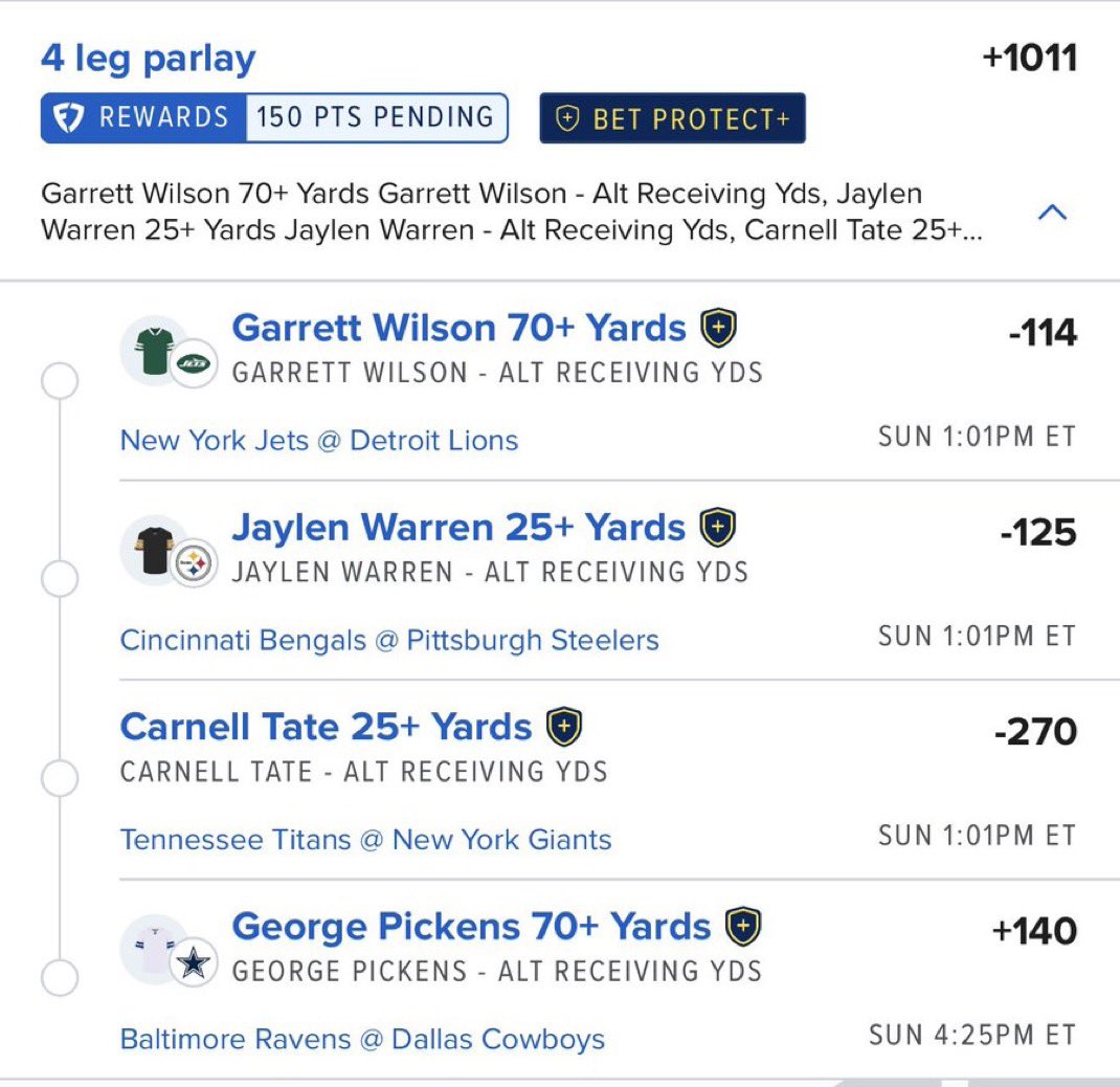 Wilsontips__'s tweet photo. Sunday Yards Lotto 💨🔮

FanDuel still has Bet Protect ⏰

If they get hurt and don’t return then that leg voids &amp; we can still cash 🎁
@Playbook 

#FDPartner @Fanduel https://t.co/aWo4DF0ZIF