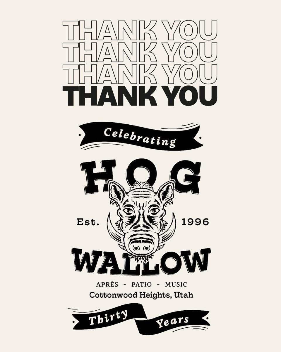 TheHogWallow's tweet photo. 🐗 Nine nights. Thirty years. Done.

Where do we even start?

To the bands — The Pickpockets, Sky Cougar, Gordon Greenwood, Michelle Moonshine, Morgan Snow's Country Ramble, Meander Cat, Stonefed, Hivemind, and everyone who joined us for Open Jam — thank you. You are the sound of this place.

To our staff — thank you for pouring your hearts into this week. None of this happens without you.

To you — whether you come for the patio, the barstools, or the bands, you've built something here. Not just a bar. A community. We don't exist without you.

🐗 To everyone who submitted a name for our hog — we're slow-roasting the entries. We'll be reaching out to winners and announcing the name on Monday. Stay tuned.

30 years down. Still Wallowin'. 🖤🐗

@thepickpocketsbluegrass @skycougarmusic @gordygreenwood @michellemoonshine @morgansnowmusic @meandercatband @stonefedmoab @hivemindslc

#StillWallowin #HogWallow30 #HogWallowPub #Est1996